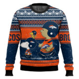 Hooktab Snoopy And Charlie Brown Denver Broncos Ugly Sweater