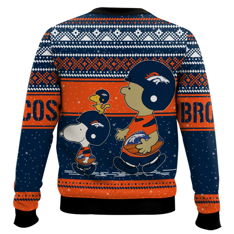 Hooktab Snoopy And Charlie Brown Denver Broncos Ugly Sweater Hooktab Snoopy And Charlie Brown Denver Broncos Ugly Sweater