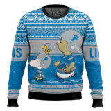 Hooktab Snoopy And Charlie Brown Detroit Lions Ugly Sweater