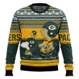 Hooktab Snoopy And Charlie Brown Green Bay Packers Ugly Sweater