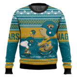 Hooktab Snoopy And Charlie Brown Jacksonville Jaguars Ugly Sweater