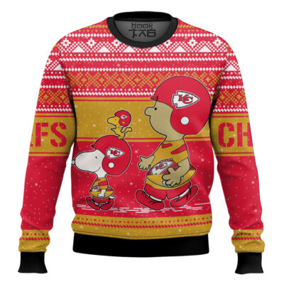 Hooktab Snoopy And Charlie Brown Kansas City Chiefs Ugly Sweater