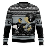 Hooktab Snoopy And Charlie Brown Las Vegas Raiders Ugly Sweater