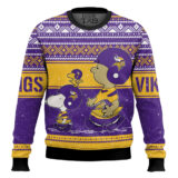 Hooktab Snoopy And Charlie Brown Minnesota Vikings Ugly Sweater