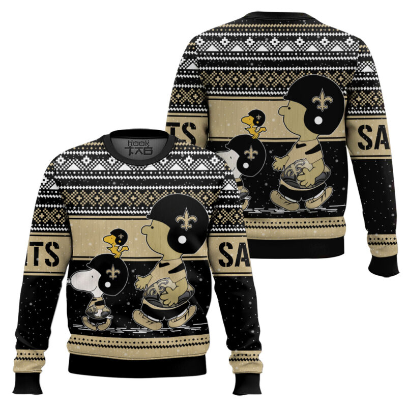 Hooktab Snoopy And Charlie Brown New Orleans Saints Ugly Sweater Hooktab Snoopy And Charlie Brown New Orleans Saints Ugly Sweater