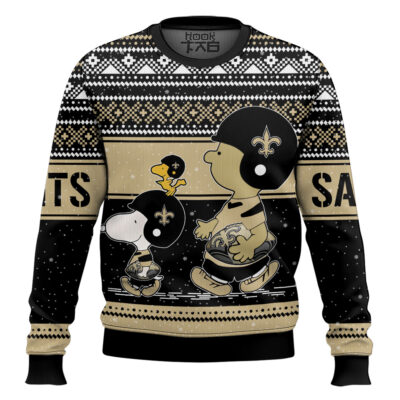 Hooktab Snoopy And Charlie Brown New Orleans Saints Ugly Sweater
