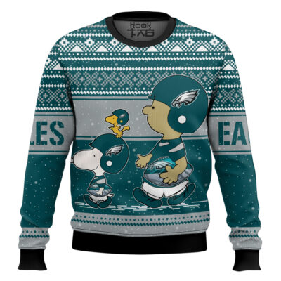 Hooktab Snoopy And Charlie Brown Philadelphia Eagles Ugly Sweater