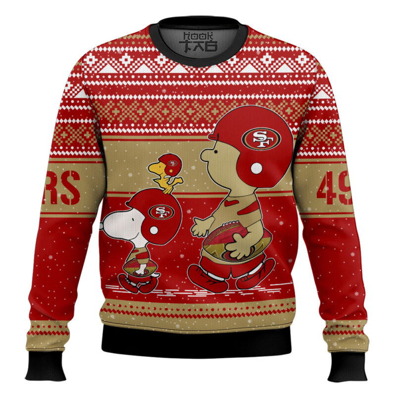Hooktab Snoopy And Charlie Brown San Francisco 49ers Ugly Sweater