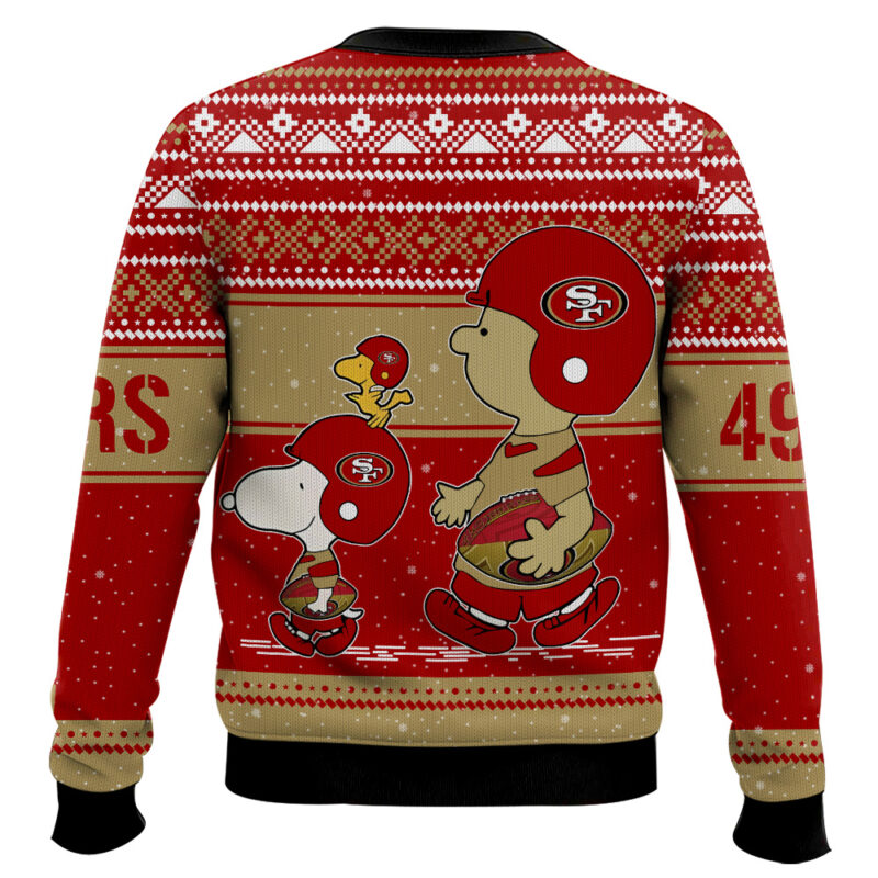 Hooktab Snoopy And Charlie Brown San Francisco 49ers Ugly Sweater Hooktab Snoopy And Charlie Brown San Francisco 49ers Ugly Sweater