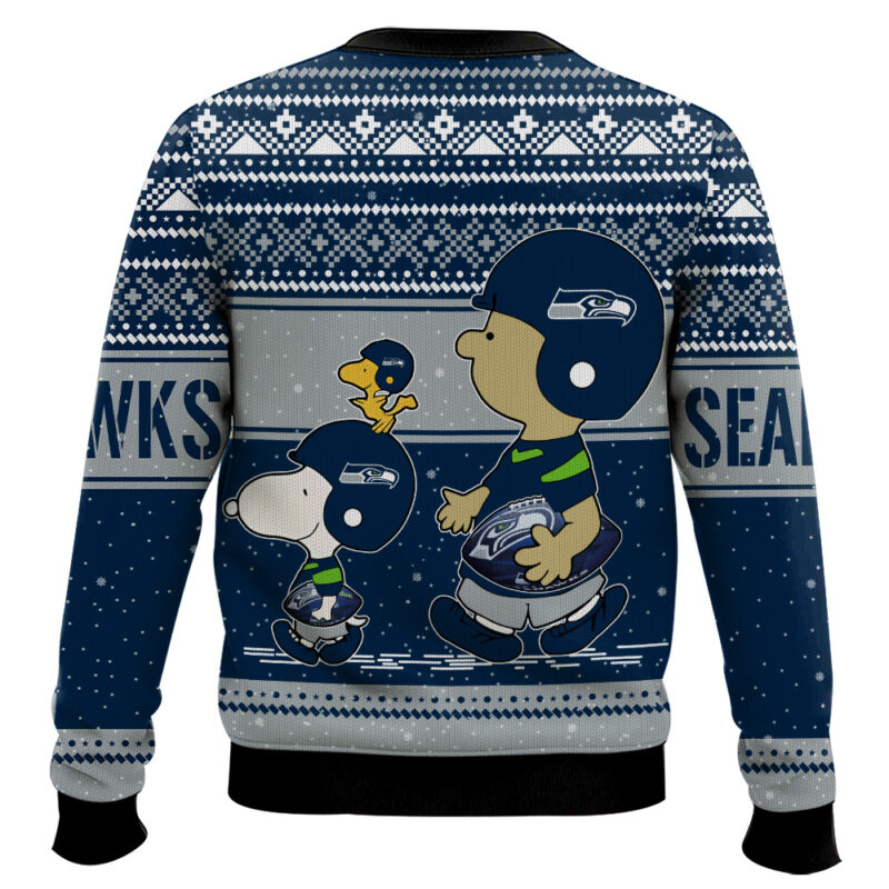 Hooktab Snoopy And Charlie Brown Seattle Seahawks Ugly Sweater Hooktab Snoopy And Charlie Brown Seattle Seahawks Ugly Sweater