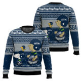 Hooktab Snoopy And Charlie Brown Seattle Seahawks Ugly Sweater