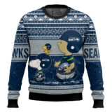 Hooktab Snoopy And Charlie Brown Seattle Seahawks Ugly Sweater