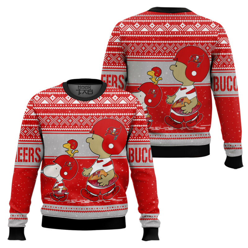 Hooktab Snoopy And Charlie Brown Tampa Bay Buccaneers Ugly Sweater Hooktab Snoopy And Charlie Brown Tampa Bay Buccaneers Ugly Sweater