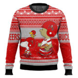 Hooktab Snoopy And Charlie Brown Tampa Bay Buccaneers Ugly Sweater