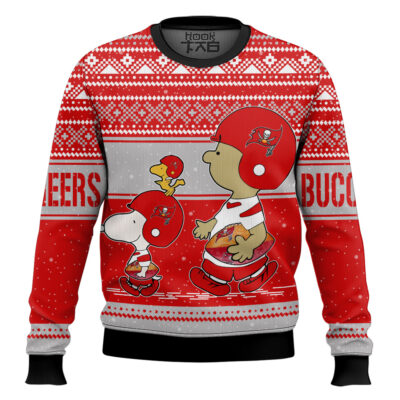 Hooktab Snoopy And Charlie Brown Tampa Bay Buccaneers Ugly Sweater