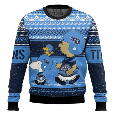 Hooktab Snoopy And Charlie Brown Tennessee Titans Ugly Sweater