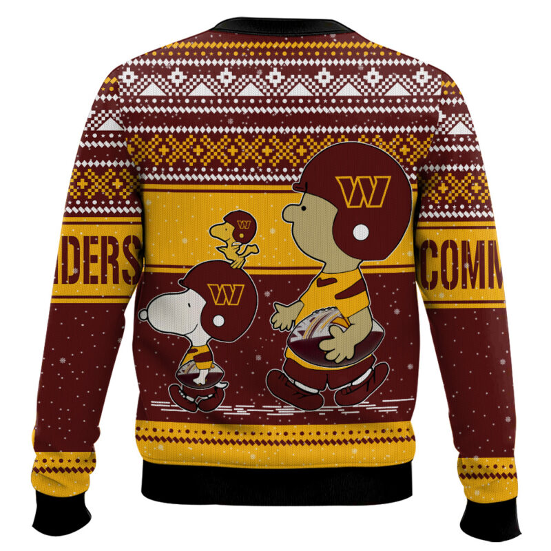 Hooktab Snoopy And Charlie Brown Washington Commanders Ugly Sweater Hooktab Snoopy And Charlie Brown Washington Commanders Ugly Sweater