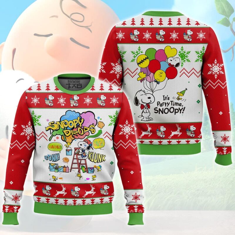 Hooktab Snoopy Drops The Charlie Brown and Snoopy Show Ugly Christmas Sweater Hooktab Snoopy Drops The Charlie Brown and Snoopy Show Ugly Christmas Sweater