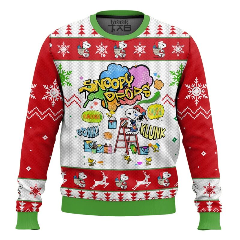 Hooktab Snoopy Drops The Charlie Brown and Snoopy Show Ugly Christmas Sweater