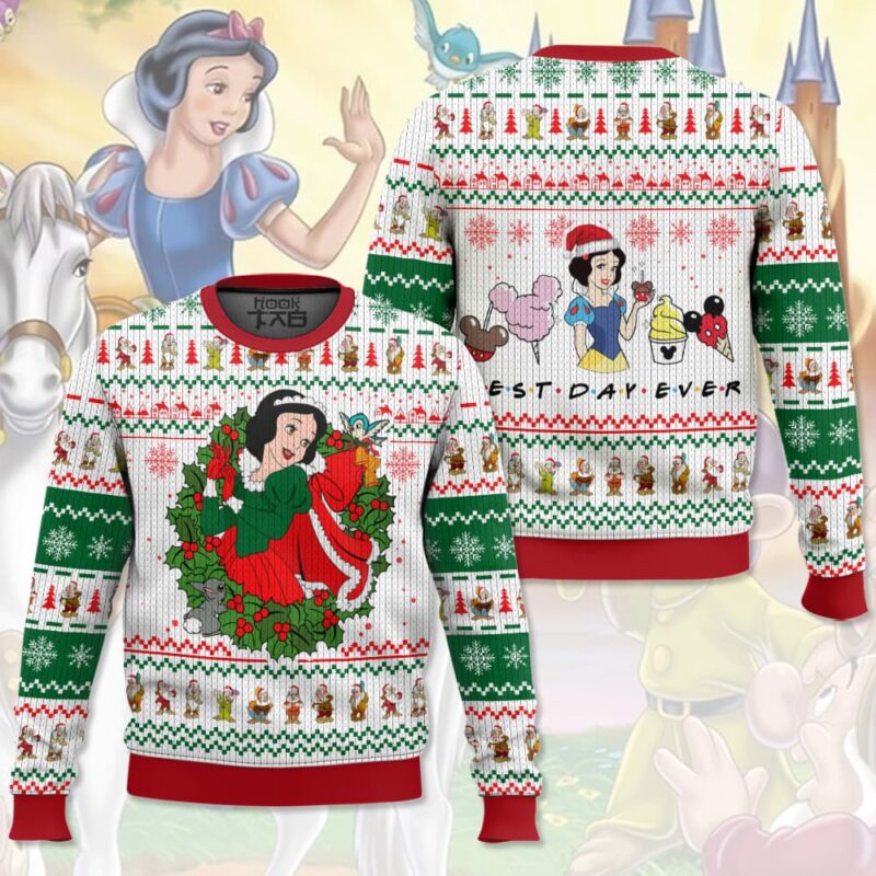 Hooktab Snow White Ugly Christmas Sweater Hooktab Snow White Ugly Christmas Sweater