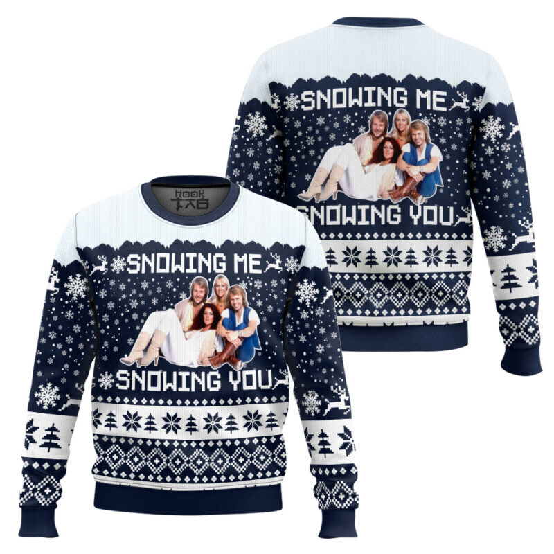 Hooktab Snowing Me Snowing You Abba Ugly Christmas Sweater Hooktab Snowing Me Snowing You Abba Ugly Christmas Sweater