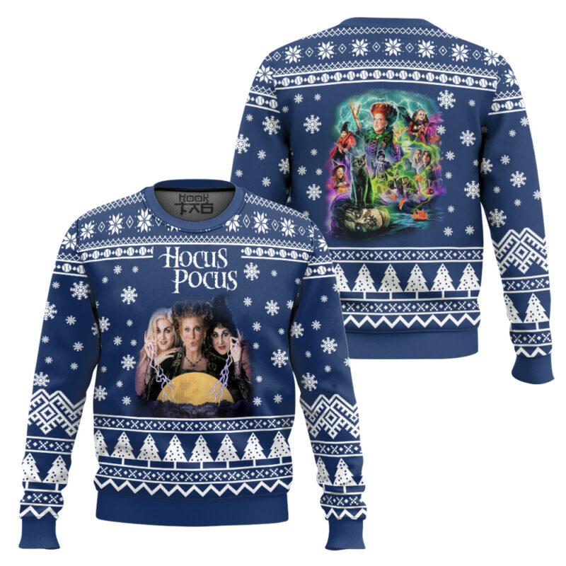 Hooktab Snowtime Hocus Pocus Ugly Christmas Sweater Hooktab Snowtime Hocus Pocus Ugly Christmas Sweater