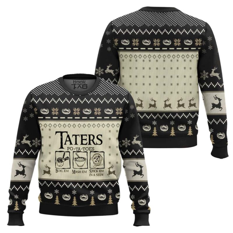 Hooktab Snowy Night Taters Potatoes The Lord Of The Rings Ugly Christmas Sweater Hooktab Snowy Night Taters Potatoes The Lord Of The Rings Ugly Christmas Sweater