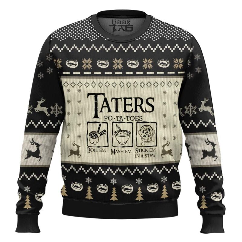 Hooktab Snowy Night Taters Potatoes The Lord Of The Rings Ugly Christmas Sweater