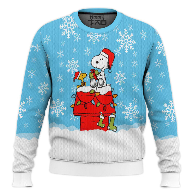 Hooktab Snowy Roof The Charlie Brown and Snoopy Show Ugly Christmas Sweater