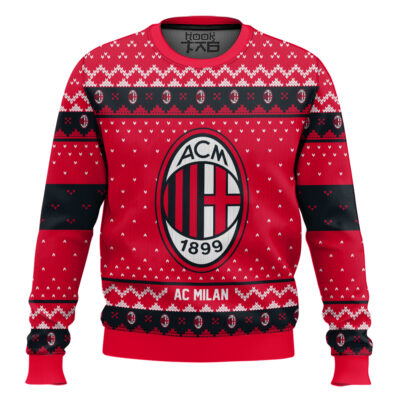 Hooktab Soccer Ac Milan Custom Name And Number Ugly Christmas Sweater
