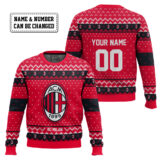 Hooktab Soccer Ac Milan Custom Name And Number Ugly Christmas Sweater