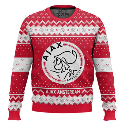 Hooktab Soccer Ajax Amsterdam Custom Name And Number Ugly Christmas Sweater