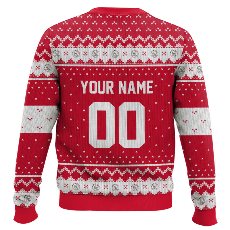 Hooktab Soccer Ajax Amsterdam Custom Name And Number Ugly Christmas Sweater Hooktab Soccer Ajax Amsterdam Custom Name And Number Ugly Christmas Sweater