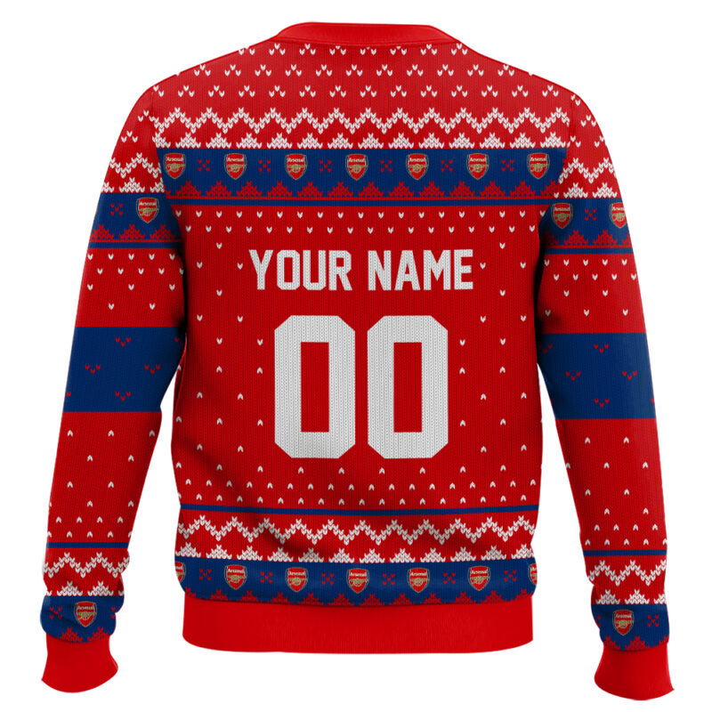 Hooktab Soccer Arsenal F.C. Custom Name And Number Ugly Christmas Sweater Hooktab Soccer Arsenal F.C. Custom Name And Number Ugly Christmas Sweater