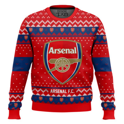 Hooktab Soccer Arsenal F.C. Custom Name And Number Ugly Christmas Sweater