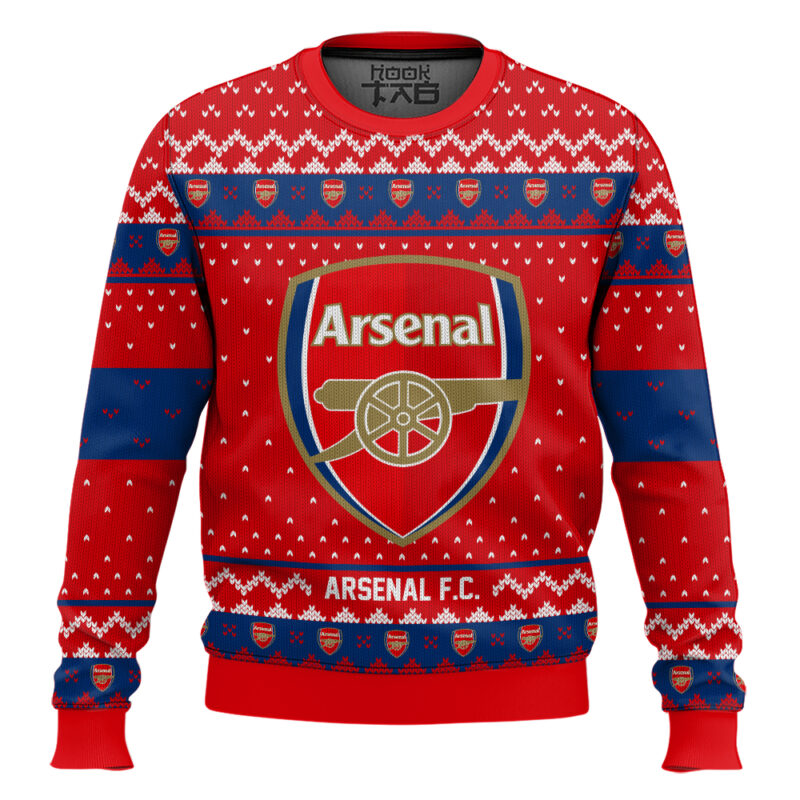 Hooktab Soccer Arsenal F.C. Custom Name And Number Ugly Christmas Sweater