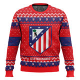 Hooktab Soccer Atlético Madrid Custom Name And Number Ugly Christmas Sweater