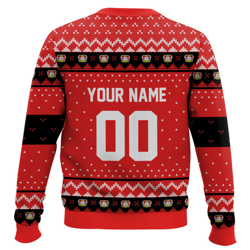 Hooktab Soccer Bayer Leverkusen Custom Name And Number Ugly Christmas Sweater Hooktab Soccer Bayer Leverkusen Custom Name And Number Ugly Christmas Sweater