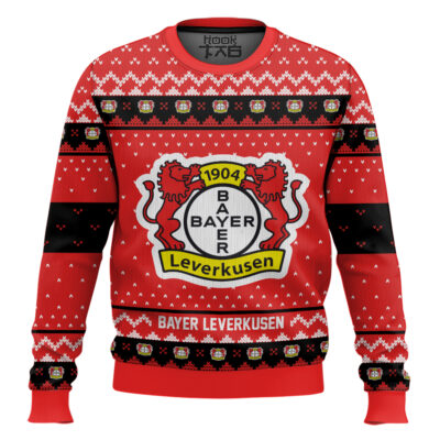 Hooktab Soccer Bayer Leverkusen Custom Name And Number Ugly Christmas Sweater