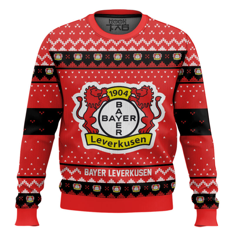 Hooktab Soccer Bayer Leverkusen Custom Name And Number Ugly Christmas Sweater