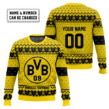Hooktab Soccer Borussia Dortmund Custom Name And Number Ugly Christmas Sweater