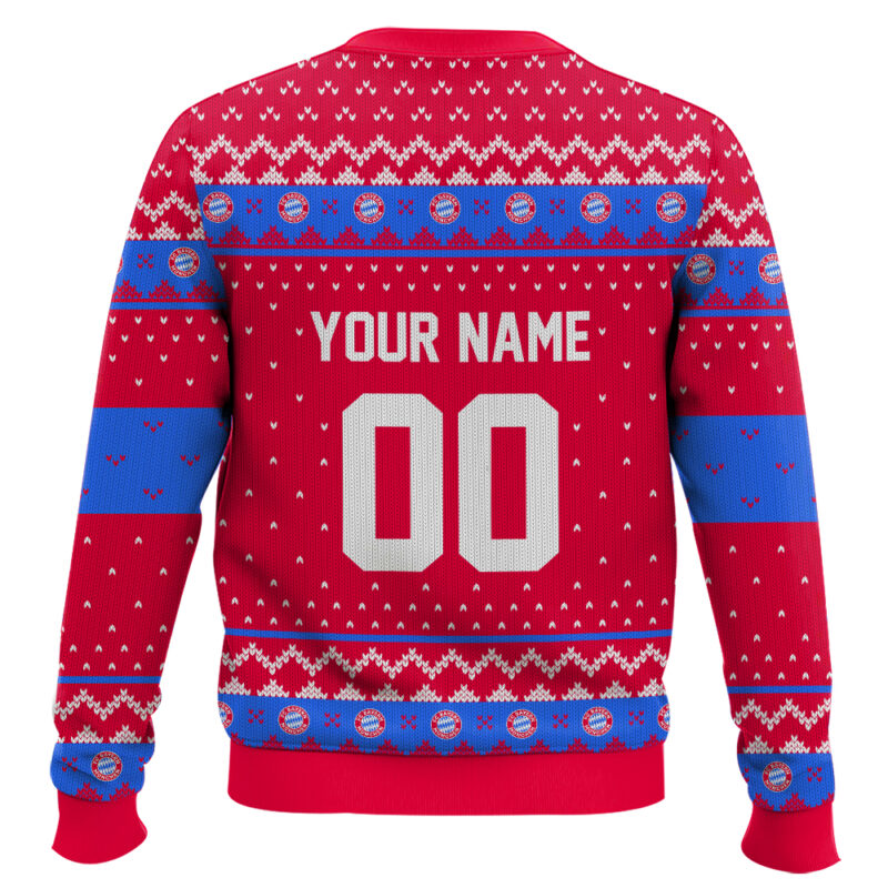 Hooktab Soccer FC Bayern Munich Custom Name And Number Ugly Christmas Sweater Hooktab Soccer FC Bayern Munich Custom Name And Number Ugly Christmas Sweater