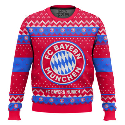 Hooktab Soccer FC Bayern Munich Custom Name And Number Ugly Christmas Sweater