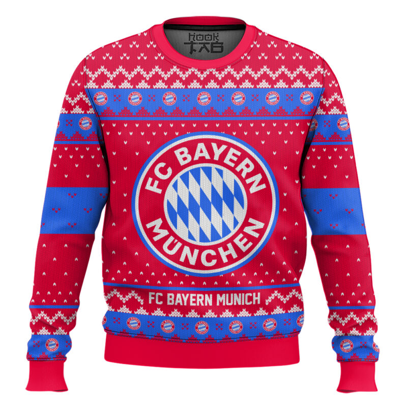 Hooktab Soccer FC Bayern Munich Custom Name And Number Ugly Christmas Sweater