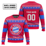 Hooktab Soccer FC Bayern Munich Custom Name And Number Ugly Christmas Sweater