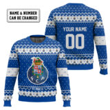 Hooktab Soccer FC Porto Custom Name And Number Ugly Christmas Sweater