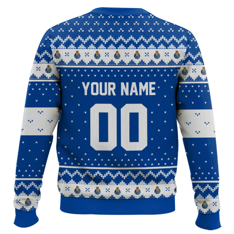 Hooktab Soccer FC Porto Custom Name And Number Ugly Christmas Sweater Hooktab Soccer FC Porto Custom Name And Number Ugly Christmas Sweater