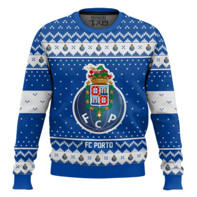 Hooktab Soccer FC Porto Custom Name And Number Ugly Christmas Sweater