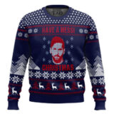 Hooktab Soccer "Have A Messi Christmas" Ugly Christmas Sweater