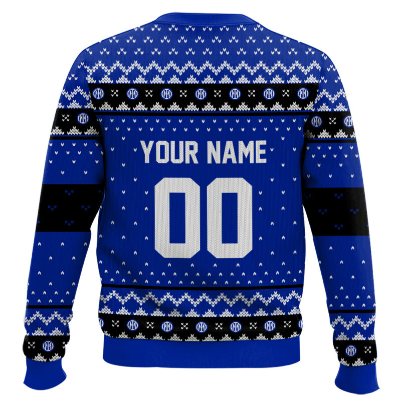 Hooktab Soccer Inter Milan Custom Name And Number Ugly Christmas Sweater Hooktab Soccer Inter Milan Custom Name And Number Ugly Christmas Sweater